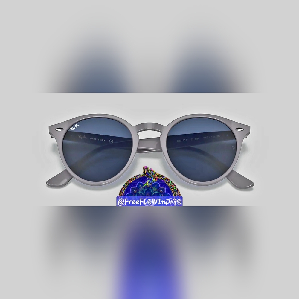 NWOT | Ray-Ban Sunglasses | Polished Grey Round Frames | Blue Lenses | Rb2180